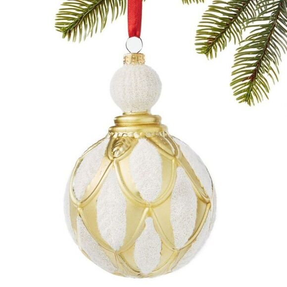 Holiday Lane Shine Bright Gold- & White-Tone Molded Ball Ornament - Picture 1 of 1